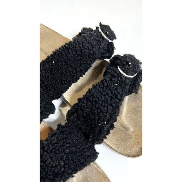 INDIGO RD Womens Faux Fur Shearling Double‎ Buckle Slip-on Sandals - Picture 5 of 8